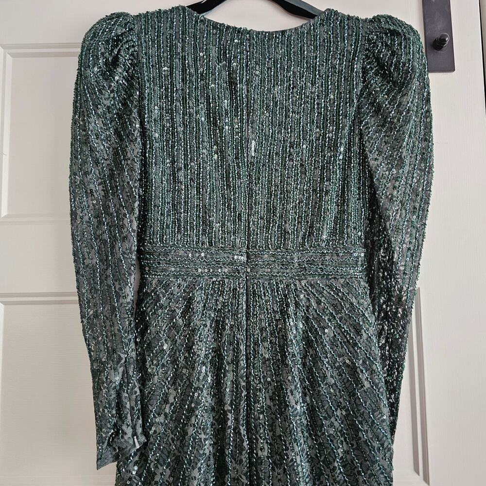 Mac Duggal 93676 Beaded Lace Long Sleeve Formal Gown Dress Green Size 0 - Picture 8 of 10